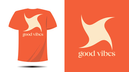 t-shirt good vibes symbol circle shape print design. Vector template in modern lettering and typography cool For t-shirt prints and other uses ok