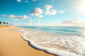 Warm summer sun illuminating fine beach sand.