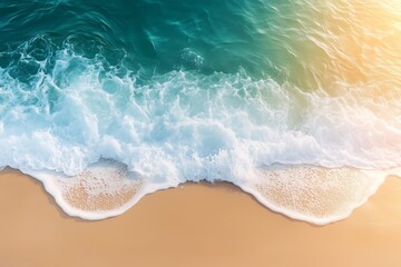Savor each moment with a wave crashing on a sandy shore, the perfect nature backdrop for your modern app or website design in a summer theme.