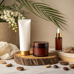 Aromatherapy spa wellness with milk bath and cosmetic cream