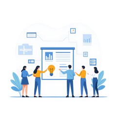 Minimalist Line Art Startup Team Brainstorming