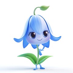 Obraz premium Blooming Delight: A charming floral character with a smiling face, adorable eyes, and vibrant petals stands gracefully, inviting viewers into a world of joy and whimsy.