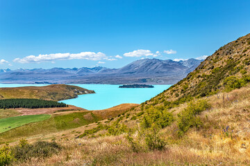 Fototapeta premium Lake Tekapo, Canterbury, South Island, New Zealand, Oceania.