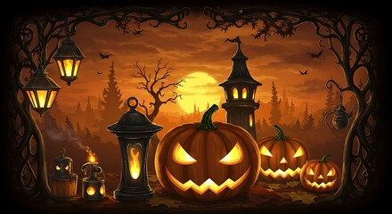 Halloween's Ember Glow AI Generated