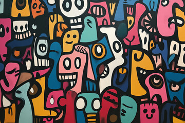 Fototapeta premium Graffiti wall abstract background. Idea for artistic pop art background backdrop