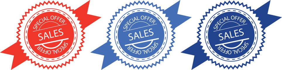 Special Offer Sales Badges in Red and Blue