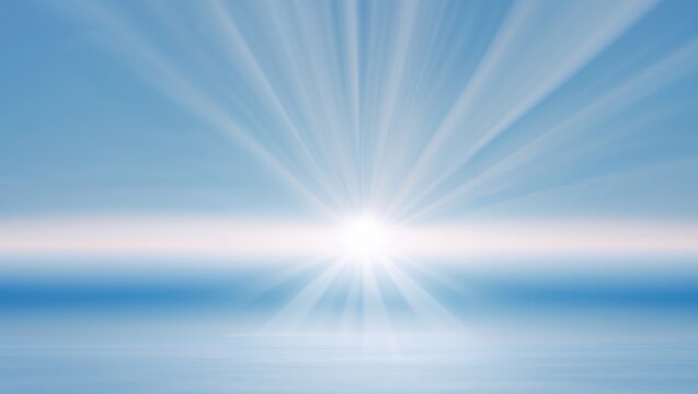 abstract blue panoramic background with blurred sunlight effects