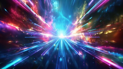 Naklejka premium Holographic Beam: A beam of light in 3D art, representing holographic projections, high-tech interfaces, or virtual elements, adding a futuristic, digital feel to the scene.