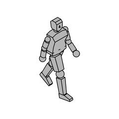 歩いている人型ロボットのアイソメ素材_2