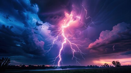 Electric Bolt: A dramatic bolt of lightning, jagged and powerful, symbolizing nature's force, captured in a scene that intensifies the visual impact with raw energy.