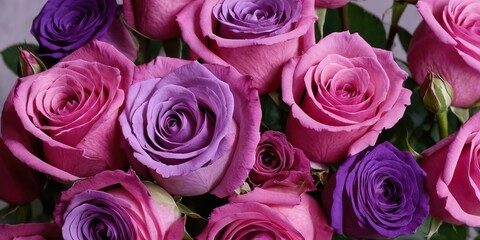 Naklejka premium Purple rose blossoms in a captivating floral arrangement A true floral delight SS5624