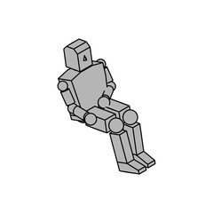 座っている人型ロボットのアイソメ素材_3