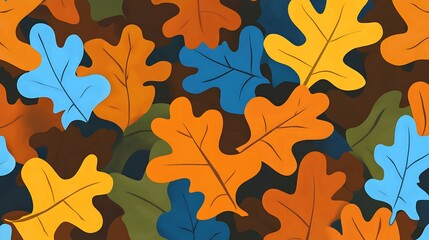 Fototapeta premium Autumn Oak Leaves Pattern. (10)