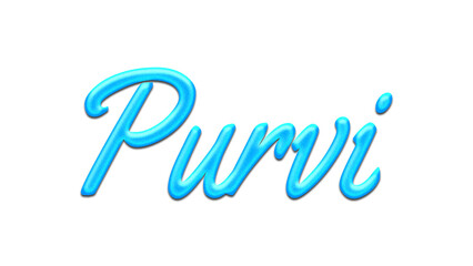 Glowing blue effect of name Purvi on white background.	