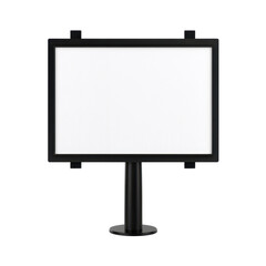 Empty billboard on a black pole, ready for advertisements. transparent background.