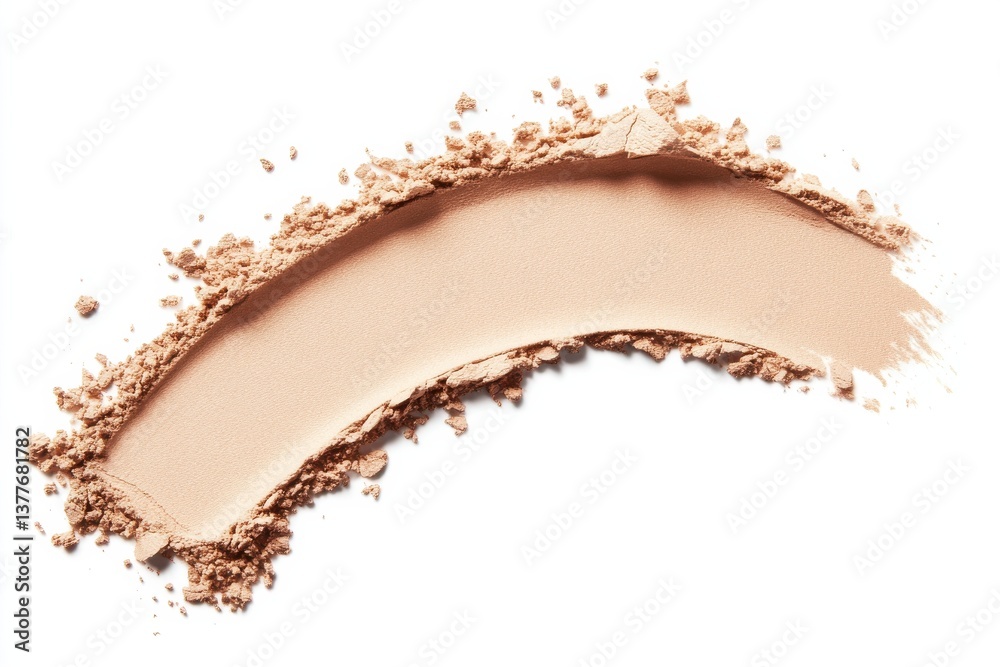 Poster powder makeup in a curved shape on a white surface showcasing its soft texture and natural color