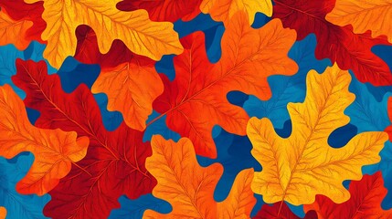 Fototapeta premium Autumn Oak Leaves Pattern. (12)