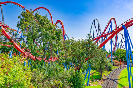 Roller Coaster in funny amusement park.
