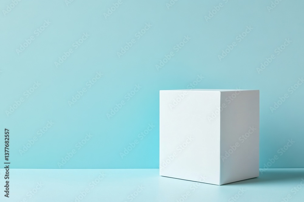 Aufkleber minimalist white cube on a blue background in a modern space showcasing simplicity and design aesthe