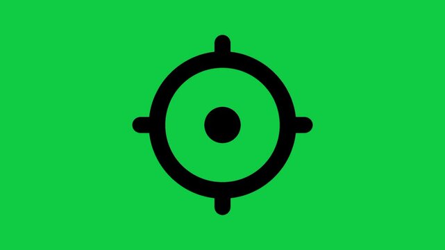 Aim Icon Animation | 4K Target Crosshair Symbol Motion Graphic on Green Screen, green target with bullet holes