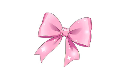 Pink satin ribbon bow isolated on transparent background