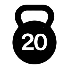
Kettlebell 20 Weight Fitness Gym Vector Icon Silhouette