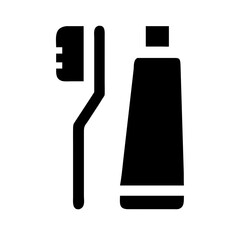 Toothbrush and Toothpaste Icon Vector Illustration 