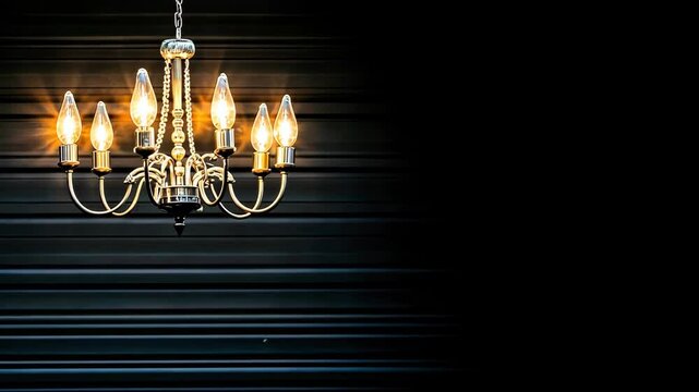 A stunning chandelier with glowing bulbs hangs elegantly, casting warm light in a sophisticated environment, enhancing its charm
