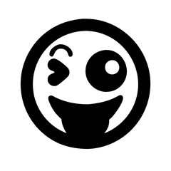 Obraz premium Winking Face with Tongue Emoji Vector Icon Silhouette