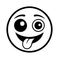 Fototapeta premium Zany Face Crazy Emoji Vector Icon Line Art