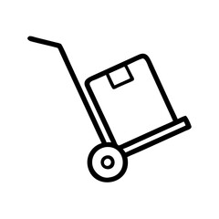  Vector Icon of Handcart with Box