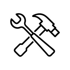 Wrench and Hammer Icon Vector Illustration. Repair Tools Outline