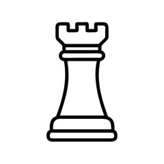 Chess Rook Icon Vector Illustration. Strategy Game Line Art