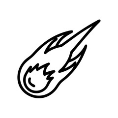 Meteor Icon Vector Illustration. Comet Flame Outline Symbol Design