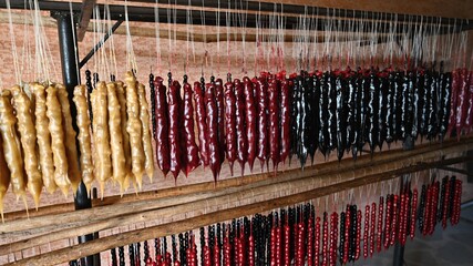 Traditional Dried Churchhela with walnuts and dried fruits 
Churchhela with walnuts and dried fruits,