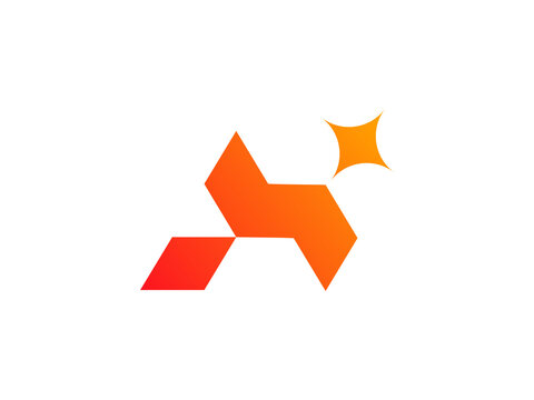 colorful h letter logo with spark