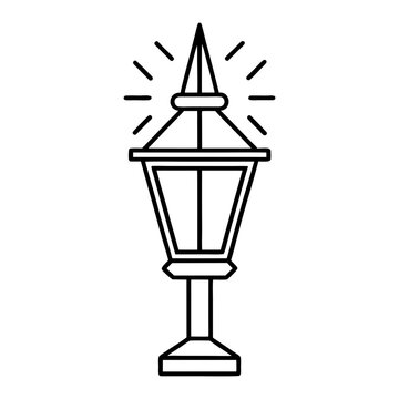 recommend clip art: Vintage Street Lamp Icon Vector Illustration. Outdoor Lighting Outline Design