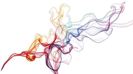 Abstract Colorful Smoke Wave on White Background Art Illustration Design