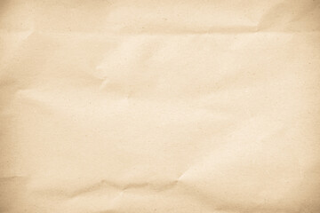 Old paper vintage texture surface for background. Recycle pale brown paper crumpled texture, Cream color recycled kraft paper texture blank with copy space for text.