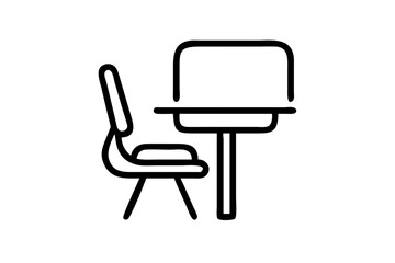 Desk and Chair Vector Illustration | Simple Office Furniture Icon
