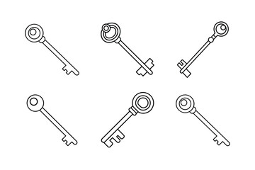 Simple Black Line Art Vintage Keys