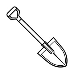 Shovel Icon Vector Illustration. Digging Garden Tool Outline Design