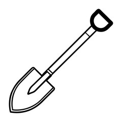 Shovel Icon Vector Illustration. Digging Garden Tool Outline Design
