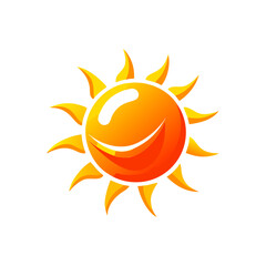 Sun Icon Vector Illustration. Shiny Summer Sunlight Symbol Design