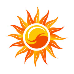 Sun Icon Vector Illustration. Shiny Summer Sunlight Symbol Design