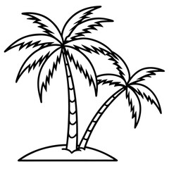 Obraz premium line art palm trees