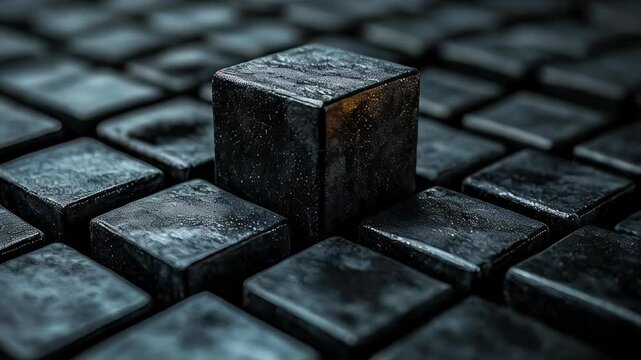 abstract black background with multidimensional cubes wall, black cubes business background