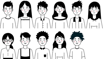 vector illustration of a set of people half body with various clothing