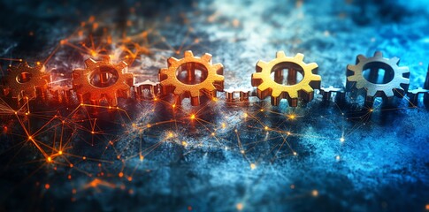 Interlocking Gears: A Dynamic, Metallic, and Energetic Composition