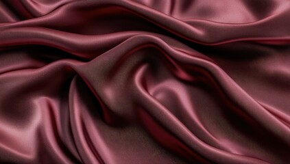 Obraz premium Luxurious deep maroon silk fabric draped in soft folds